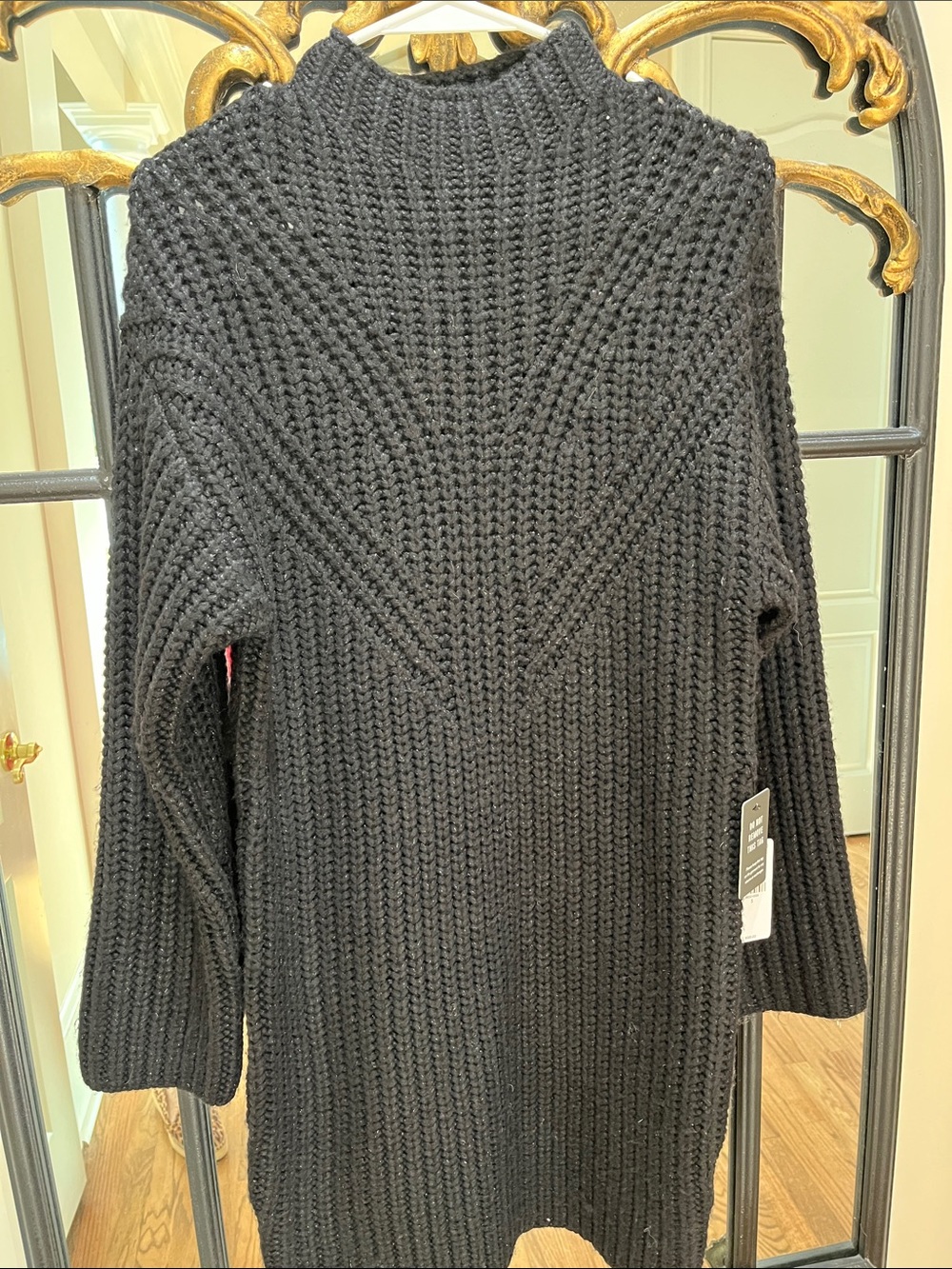 Express Black Chunky Rib Mock Turtleneck Sweater Dress NWTs